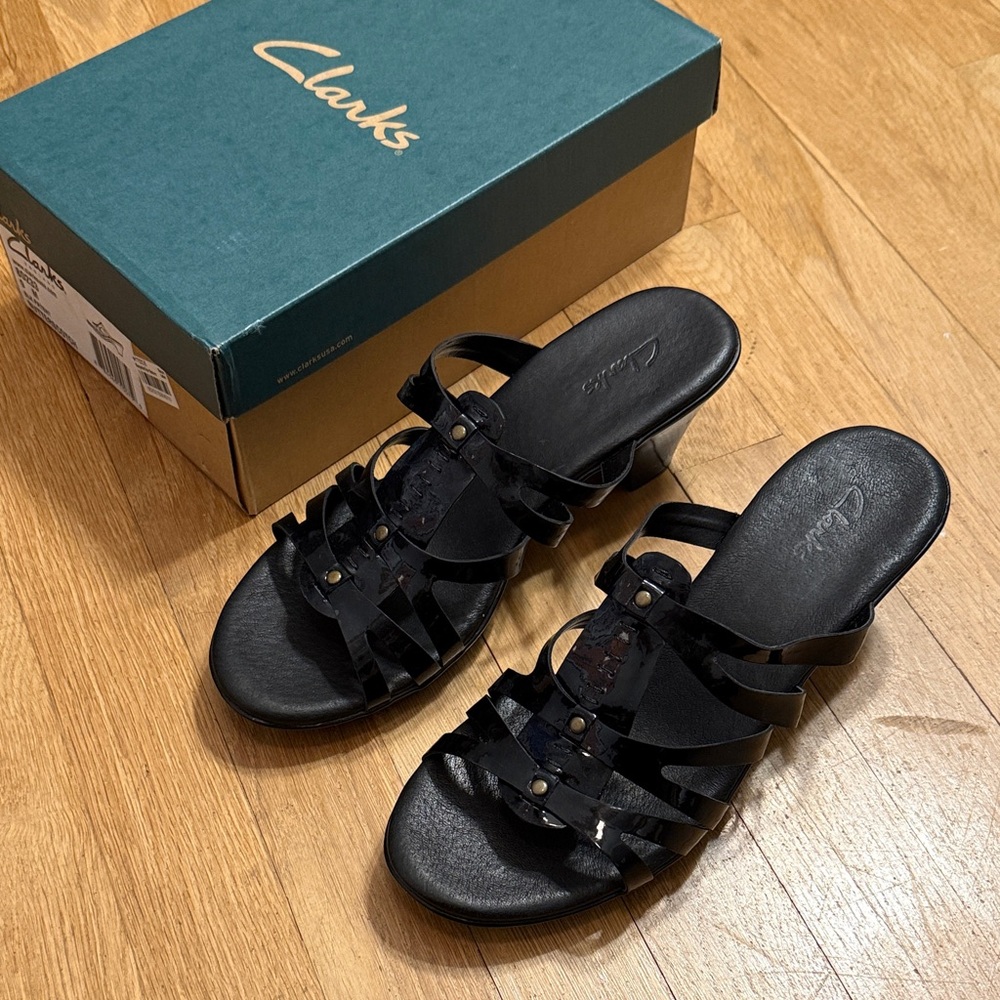 Clarks Women's Black Heel Sandals size 9